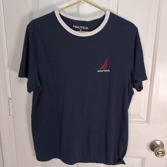 Nautica embroidered navy short sleeve t-shirt mens size medium - Picture 1 of 8